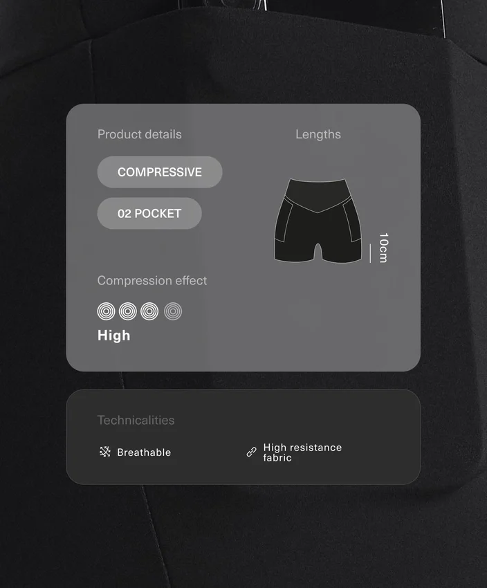 Spodnie typu hot pants z wysokim stanem i kieszenią Compressive o długości 10 cm Spodnie typu hot pants z wysokim stanem i kieszenią Compressive o długości 10 cm