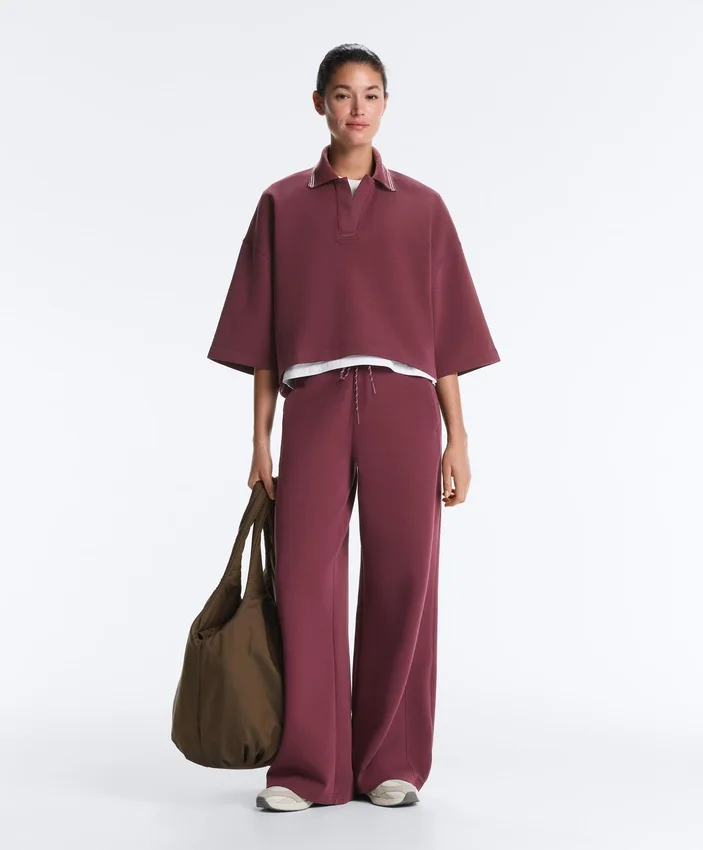 Bluza polo z mieszanki bawełny z szerokimi rękawami Bluza polo z mieszanki bawełny z szerokimi rękawami