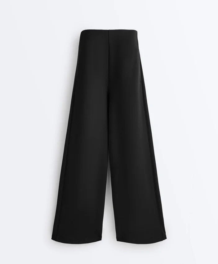Spodnie z szerokimi nogawkami z miękkiego w dotyku modalu Soft Touch i z wykończeniem typu hemstitch Spodnie z szerokimi nogawkami z miękkiego w dotyku modalu Soft Touch i z wykończeniem typu hemstitch