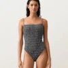 Strój kąpielowy bandeau z materiału smock w kratkę Strój kąpielowy bandeau z materiału smock w kratkę