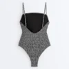 Strój kąpielowy bandeau z materiału smock w kratkę Strój kąpielowy bandeau z materiału smock w kratkę