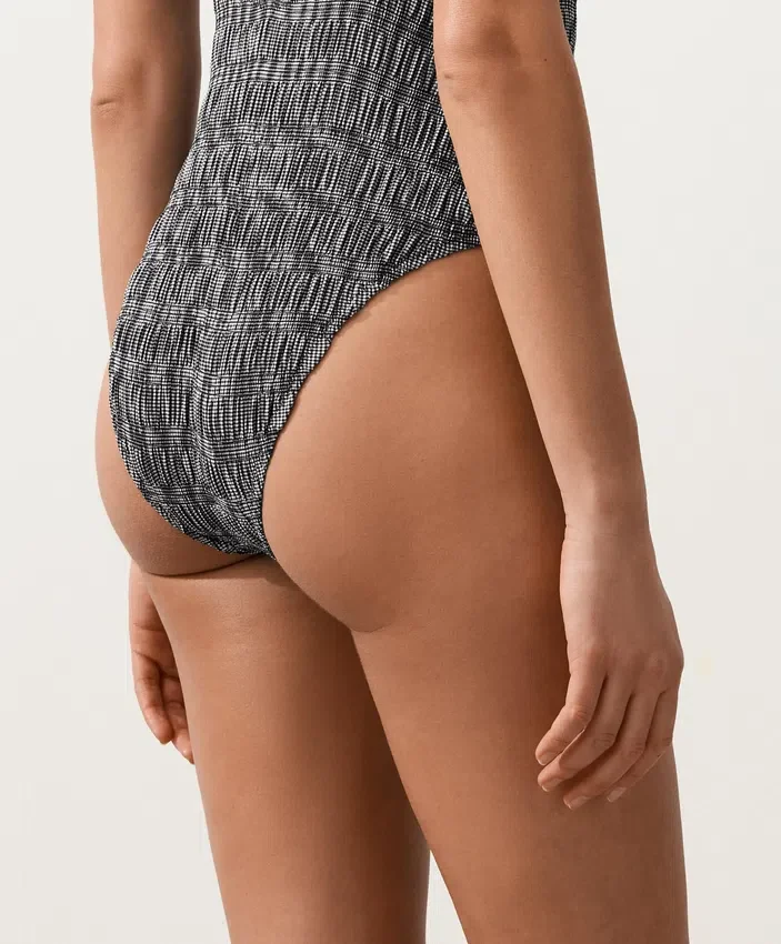 Strój kąpielowy bandeau z materiału smock w kratkę Strój kąpielowy bandeau z materiału smock w kratkę