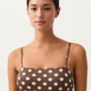 Stroje kąpielowe bandeau z pikowanej tkaniny w groszki Stroje kąpielowe bandeau z pikowanej tkaniny w groszki