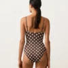 Stroje kąpielowe bandeau z pikowanej tkaniny w groszki Stroje kąpielowe bandeau z pikowanej tkaniny w groszki