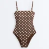 Stroje kąpielowe bandeau z pikowanej tkaniny w groszki Stroje kąpielowe bandeau z pikowanej tkaniny w groszki