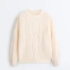 Swetry z dzianiny typu cable knit, 100% bawełna