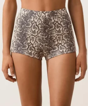 Szorty bikini z wysokim stanem w wężowy wzór