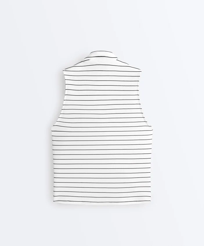 T-shirt bez rękawów w paski z półsuwakiem T-shirt bez rękawów w paski z półsuwakiem