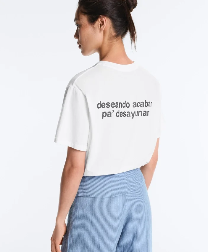 T-shirt o prostym kroju z mieszanki bawełny z nadrukiem T-shirt o prostym kroju z mieszanki bawełny z nadrukiem