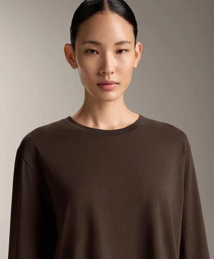 T-shirt oversize z długim rękawem z mieszanki bawełny T-shirt oversize z długim rękawem z mieszanki bawełny