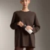 T-shirt oversize z długim rękawem z mieszanki bawełny T-shirt oversize z długim rękawem z mieszanki bawełny