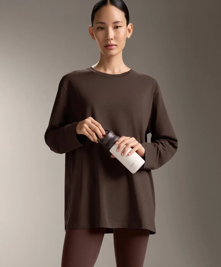 T-shirt oversize z długim rękawem z mieszanki bawełny T-shirt oversize z długim rękawem z mieszanki bawełny