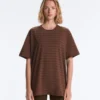 T-shirt oversize z krótkim rękawem z mieszanki bawełny w paski T-shirt oversize z krótkim rękawem z mieszanki bawełny w paski