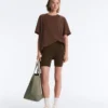 T-shirt oversize z krótkim rękawem z mieszanki bawełny w paski T-shirt oversize z krótkim rękawem z mieszanki bawełny w paski