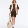 T-shirt oversize z krótkim rękawem z mieszanki bawełny w paski T-shirt oversize z krótkim rękawem z mieszanki bawełny w paski