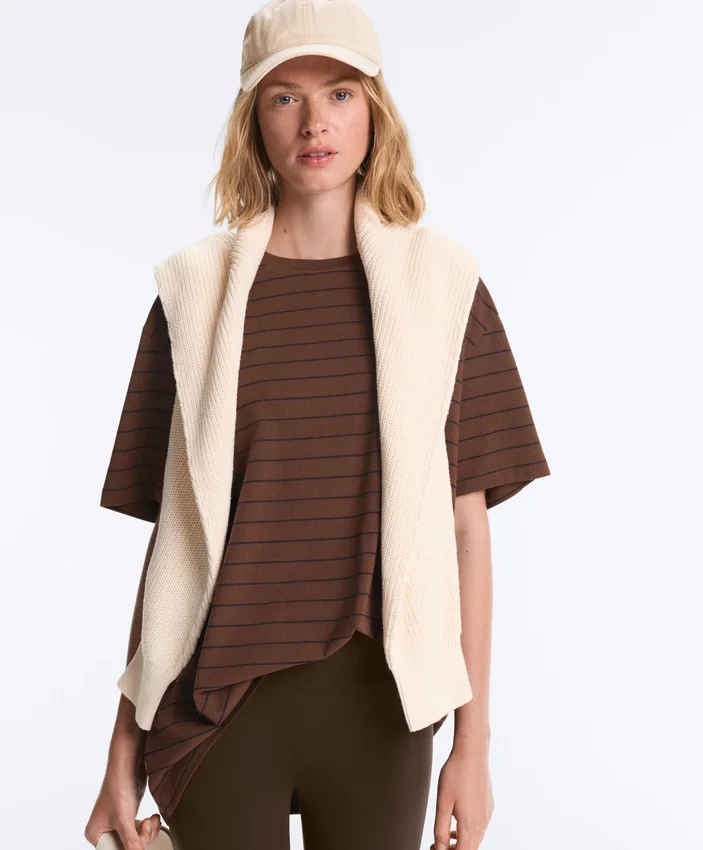 T-shirt oversize z krótkim rękawem z mieszanki bawełny w paski T-shirt oversize z krótkim rękawem z mieszanki bawełny w paski
