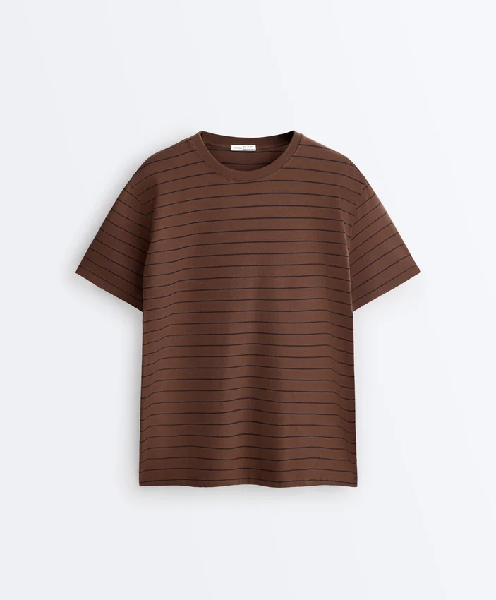 T-shirt oversize z krótkim rękawem z mieszanki bawełny w paski T-shirt oversize z krótkim rękawem z mieszanki bawełny w paski