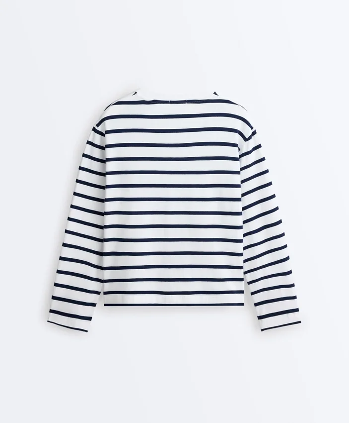 T-shirt z długim rękawem o luźnym kroju oversize z mieszanki bawełny w paski T-shirt z długim rękawem o luźnym kroju oversize z mieszanki bawełny w paski