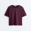 T-shirt z krótkim rękawem o prostym kroju z mieszanki bawełny w paski T-shirt z krótkim rękawem o prostym kroju z mieszanki bawełny w paski
