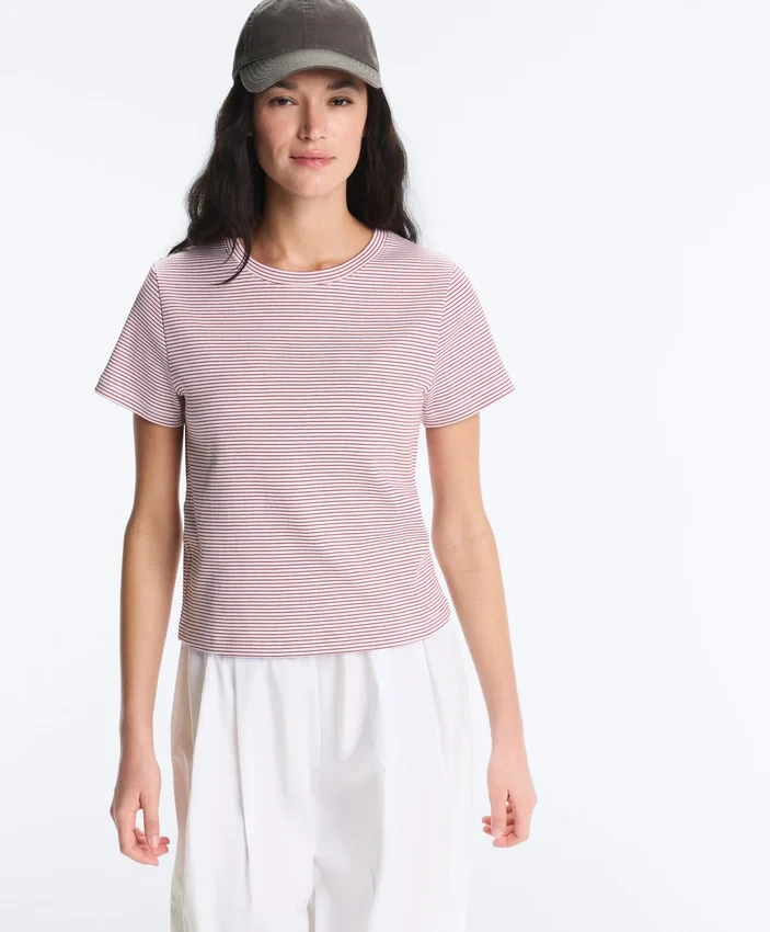 T-shirt z krótkim rękawem o regularnym kroju w paski z mieszanki bawełny T-shirt z krótkim rękawem o regularnym kroju w paski z mieszanki bawełny