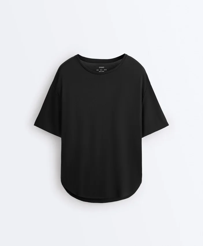 T-shirt z krótkim rękawem z mieszanki modalu z zaokrąglonym tyłem T-shirt z krótkim rękawem z mieszanki modalu z zaokrąglonym tyłem
