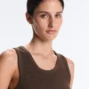 T-shirt z prążkowanego materiału z szerokimi ramiączkami, bawełna i modal T-shirt z prążkowanego materiału z szerokimi ramiączkami, bawełna i modal