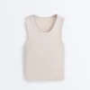 T-shirt z prążkowanego materiału z szerokimi ramiączkami, bawełna i modal T-shirt z prążkowanego materiału z szerokimi ramiączkami, bawełna i modal