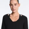 T-shirt z przodu zakładany, z dzianiny prążkowanej z mieszanki bawełny T-shirt z przodu zakładany, z dzianiny prążkowanej z mieszanki bawełny