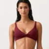 Top bikini typu halter z tkaniny żakardowej w drobną kratkę Top bikini typu halter z tkaniny żakardowej w drobną kratkę