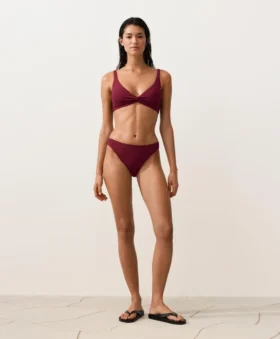 Top bikini typu halter z tkaniny żakardowej w drobną kratkę