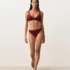 Top bikini typu halter z tkaniny żakardowej w drobną kratkę Top bikini typu halter z tkaniny żakardowej w drobną kratkę