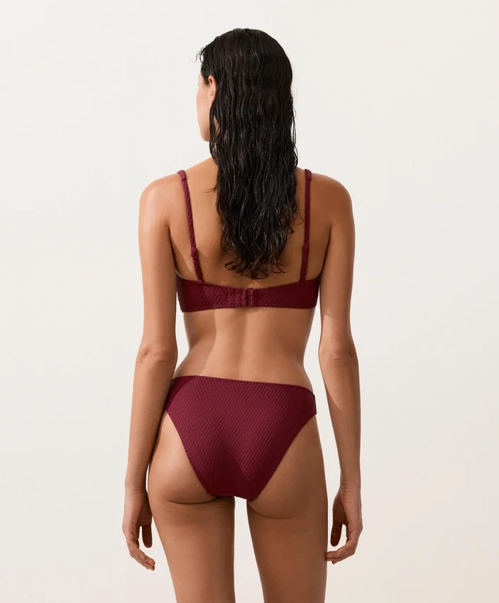 Top bikini typu halter z tkaniny żakardowej w drobną kratkę Top bikini typu halter z tkaniny żakardowej w drobną kratkę