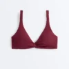 Top bikini typu halter z tkaniny żakardowej w drobną kratkę Top bikini typu halter z tkaniny żakardowej w drobną kratkę