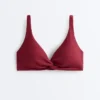 Top bikini typu halter z tkaniny żakardowej w drobną kratkę Top bikini typu halter z tkaniny żakardowej w drobną kratkę