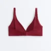 Top bikini typu halter z tkaniny żakardowej w drobną kratkę Top bikini typu halter z tkaniny żakardowej w drobną kratkę