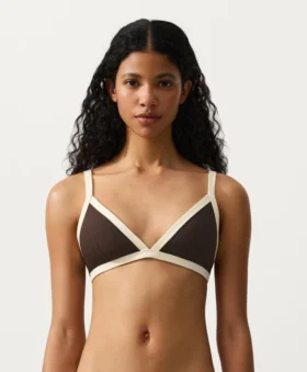 Top bikini w kształcie trójkąta z kontrastową lamówką