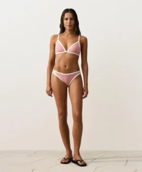 Top bikini w kształcie trójkąta z kontrastową lamówką