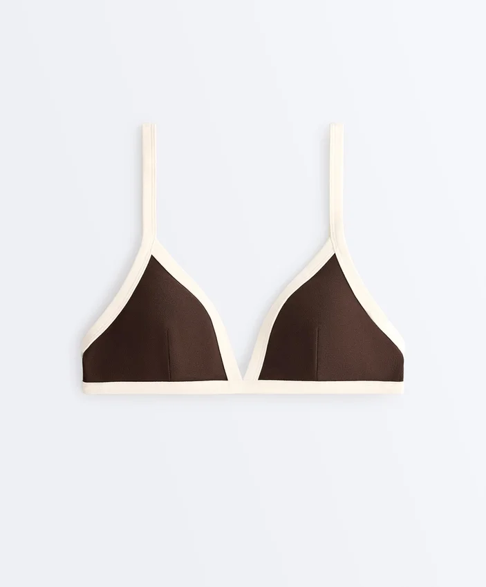 Top bikini w kształcie trójkąta z kontrastową lamówką Top bikini w kształcie trójkąta z kontrastową lamówką