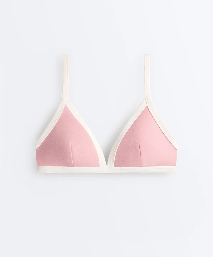 Top bikini w kształcie trójkąta z kontrastową lamówką Top bikini w kształcie trójkąta z kontrastową lamówką