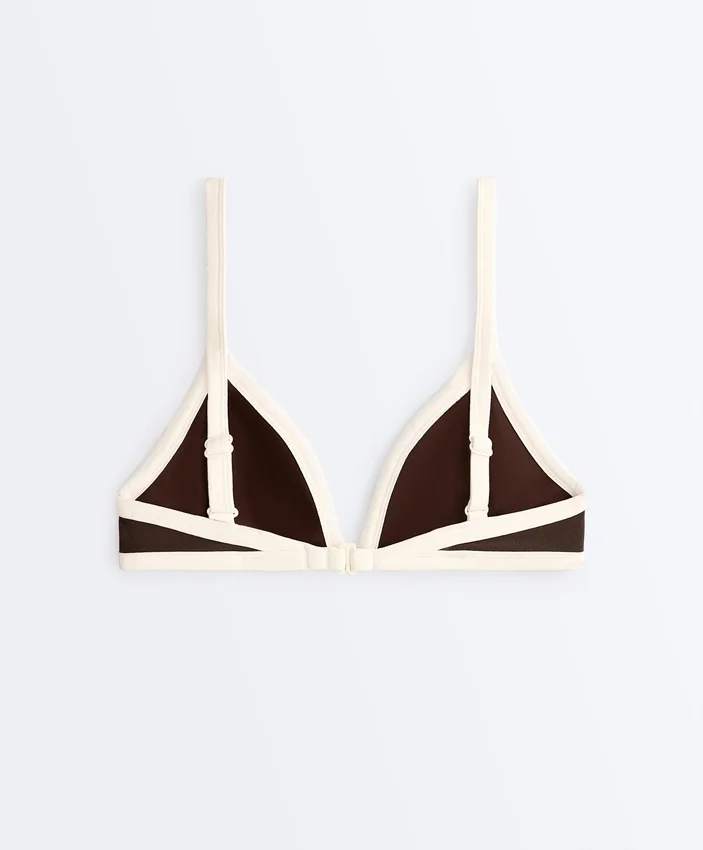 Top bikini w kształcie trójkąta z kontrastową lamówką Top bikini w kształcie trójkąta z kontrastową lamówką