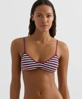 Top bikini w trójkąt z teksturowanego materiału w paski