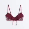 Top bikini w trójkąt z teksturowanego materiału w paski Top bikini w trójkąt z teksturowanego materiału w paski