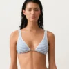 Top bikini z trójkątnymi miseczkami, w paski, z wiązaniem na szyi Top bikini z trójkątnymi miseczkami, w paski, z wiązaniem na szyi