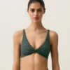 Top bikini z wiązaniem na szyi w kratkę Top bikini z wiązaniem na szyi w kratkę