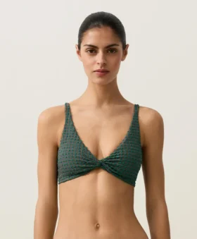 Top bikini z wiązaniem na szyi w kratkę