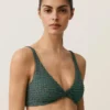 Top bikini z wiązaniem na szyi w kratkę Top bikini z wiązaniem na szyi w kratkę