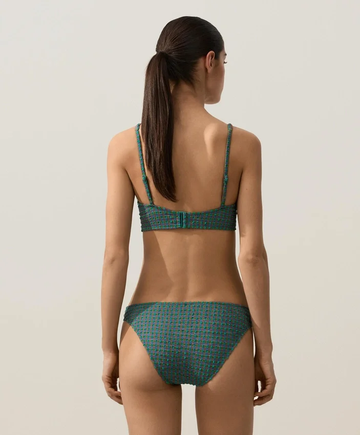 Top bikini z wiązaniem na szyi w kratkę Top bikini z wiązaniem na szyi w kratkę