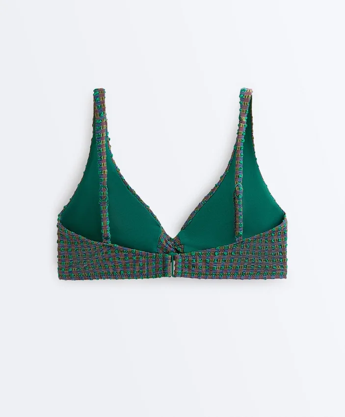 Top bikini z wiązaniem na szyi w kratkę Top bikini z wiązaniem na szyi w kratkę