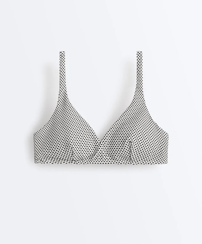 Topy bikini typu halter w groszki z żakardu Topy bikini typu halter w groszki z żakardu