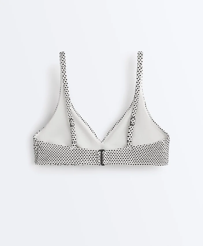 Topy bikini typu halter w groszki z żakardu Topy bikini typu halter w groszki z żakardu